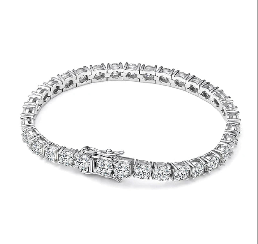 3mm 4mm Tennis Bracelet S925 18K White Gold Plated