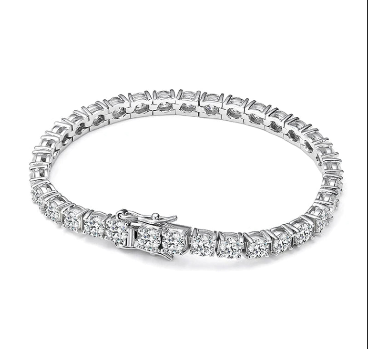 3mm 4mm Tennis Bracelet S925 18K White Gold Plated