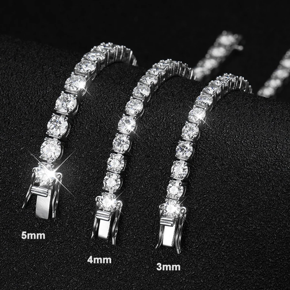 3mm 4mm Tennis Bracelet S925 18K White Gold Plated