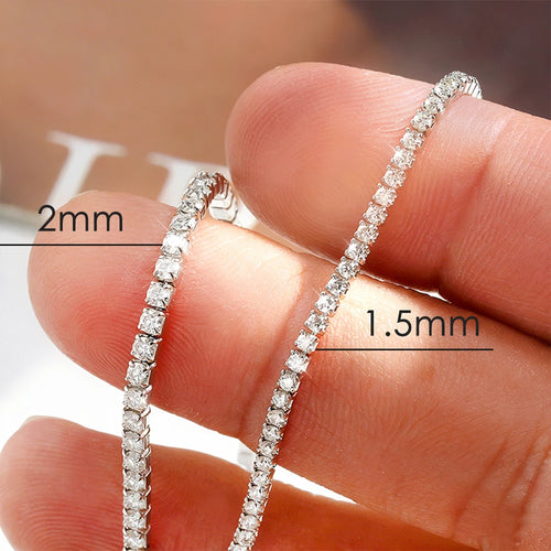 1.5/2mm Tennis Bracelet S925 18k White Gold Plated