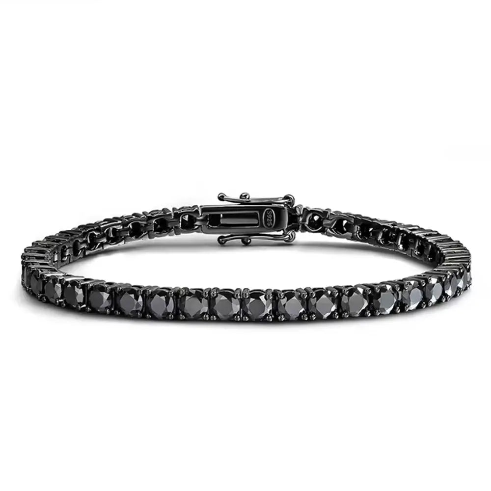 3mm 4mm Black Tennis Bracelet  S925 18K White Gold Plated