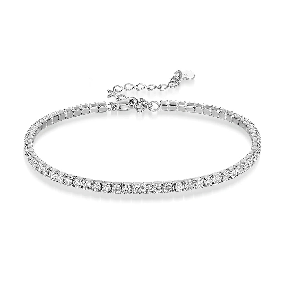 1.5/2mm Tennis Bracelet S925 18k White Gold Plated