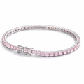 Pink Tennis Bracelet S925 18K White Gold Plated